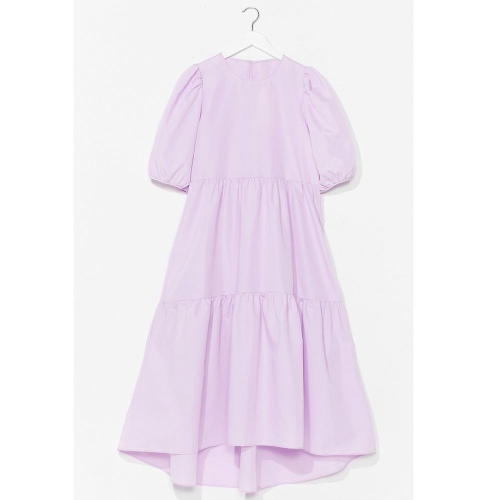 Nasty Gal Puff Sleeve Tiered Midi Babydoll Dress